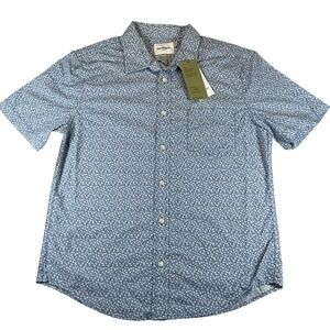 Goodfellow & Co Mens Blue Floral Short Sleeve Poplin Button Down Shirt Size M